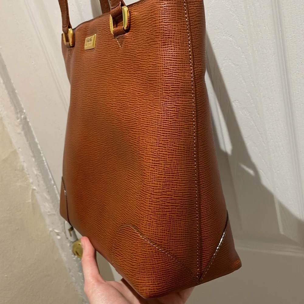 Gianfranco Ferre Cognac Brown Leather Shoulder Tote